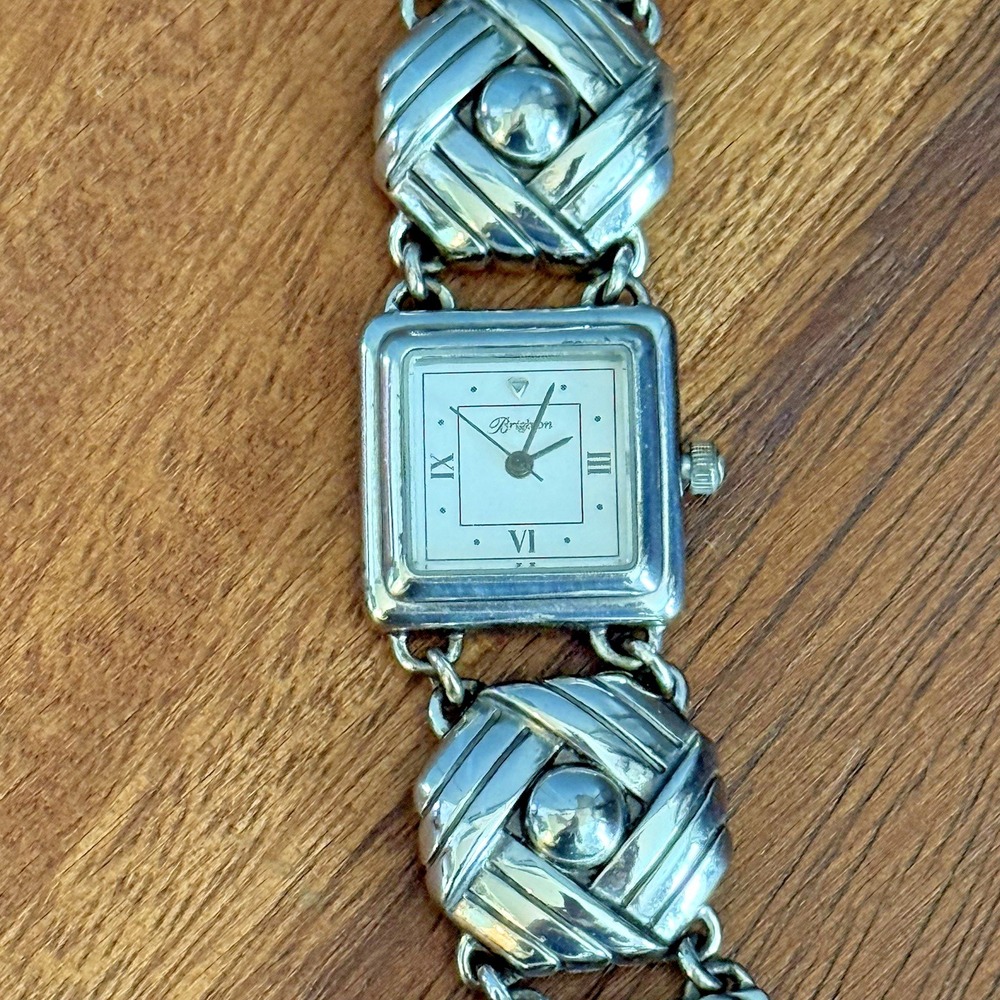 Brighton Sonora Watch Knot Panel Link Ladies Bracelet Silver Southwestern w/ Tin